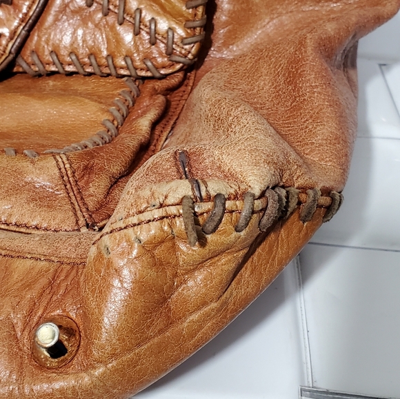 STEVEN BY STEVE MADDEN Large Brown Distressed Cotton Canvas Purse with L… - Picture 9 of 12